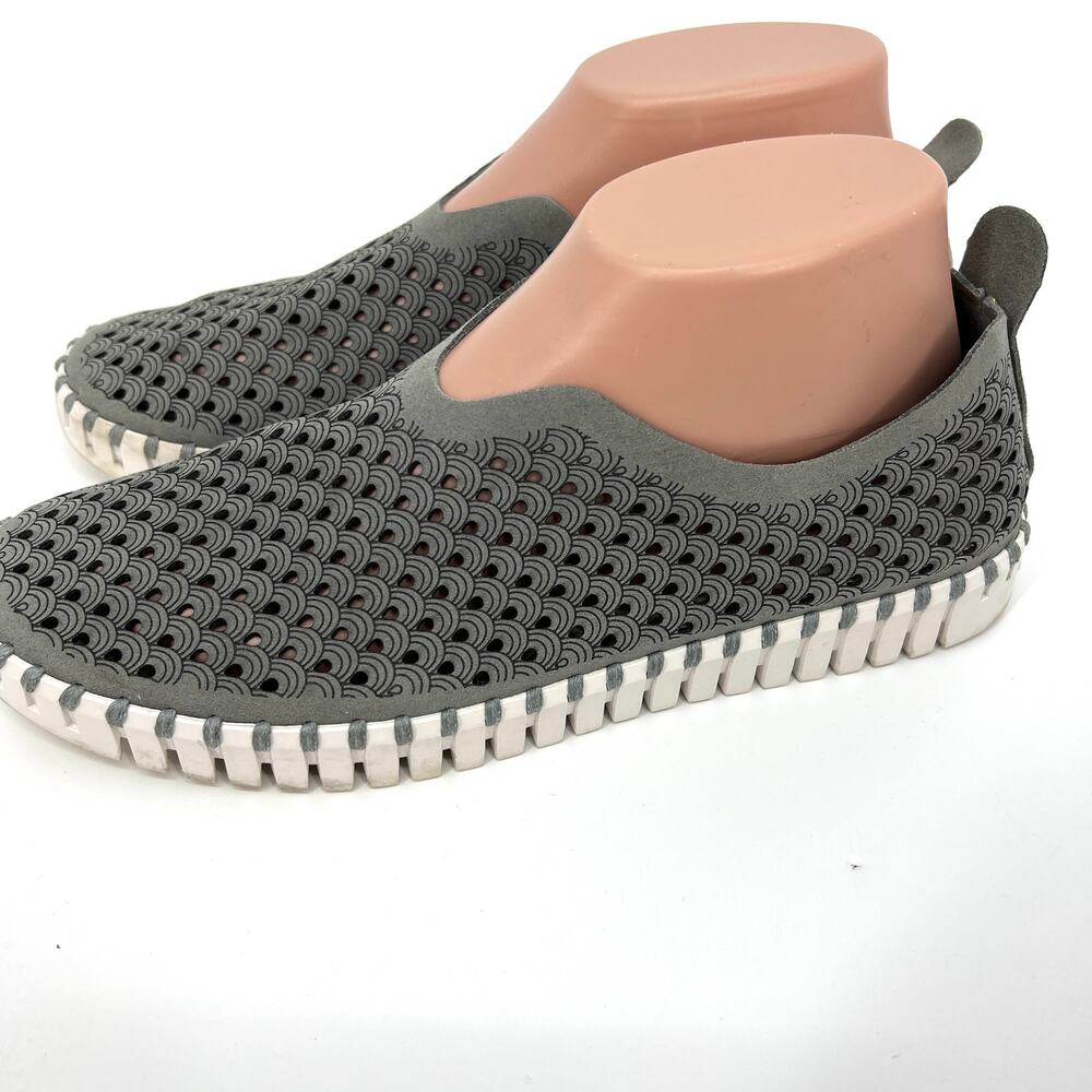 Ilse Jacobsen Tulip Gray White Perforated Slip On Shoe Size Euro 40